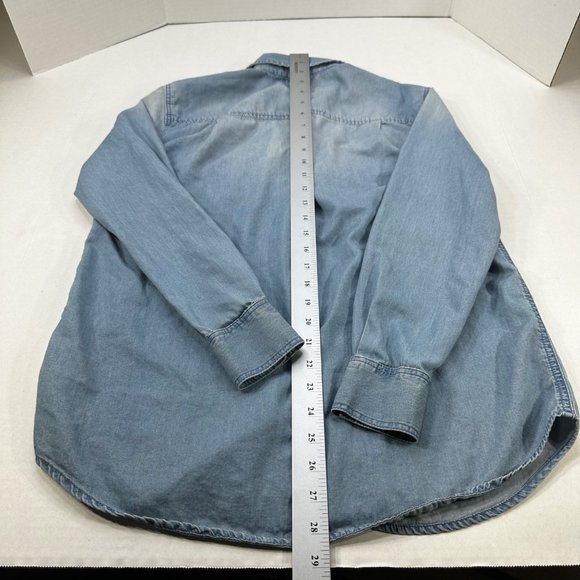 Michael Michael Kors Women's Size Small Shirt Snap Front Chambray Blue Preowned - Picture 12 of 14